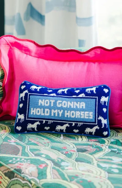 Furbish Needlepoint Pillow In Blue