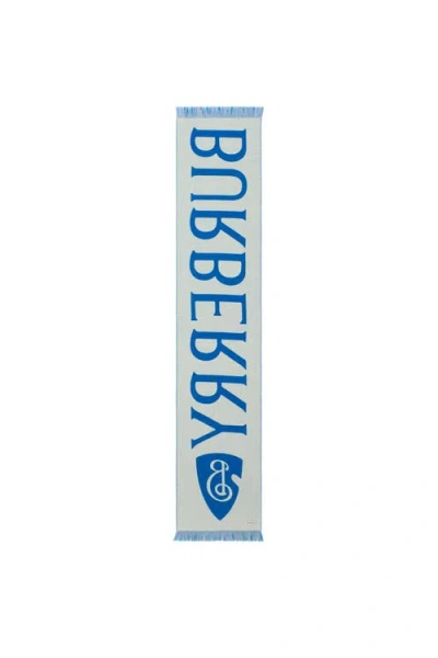 Burberry Logo Wool Scarf In Blue