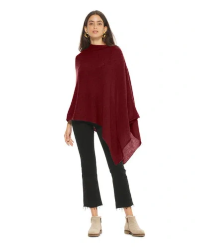 Monticelli Cashmere Essential Pure Cashmere Poncho In Burgundy