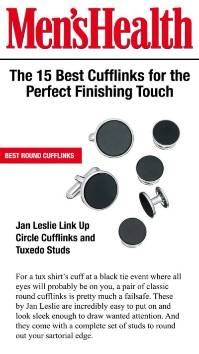 Link Up Classic Round Brass And Gemstone Cufflinks And Tuxedo Studs In Animal Print