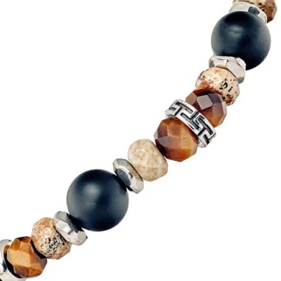 Link Up Semi-precious Beads With Stainless Steel Pull Cord Closure In Multi