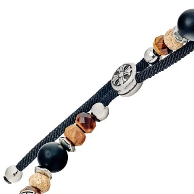 Link Up Semi-precious Beads With Stainless Steel Pull Cord Closure In Multi
