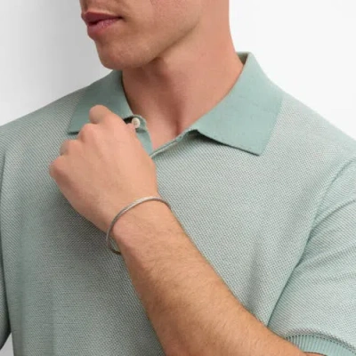 Link Up Adjustable Stainless Steel Cable Bracelet In Metallic