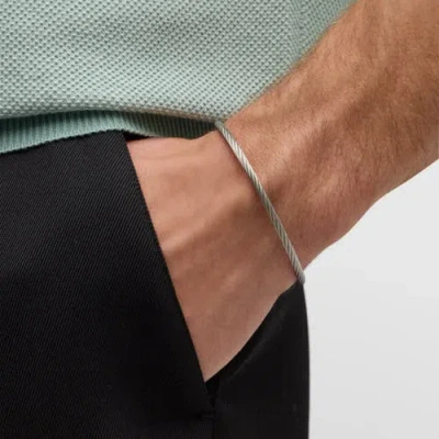 Link Up Adjustable Stainless Steel Cable Bracelet In Metallic