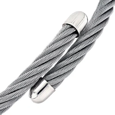 Link Up Adjustable Stainless Steel Cable Bracelet In Metallic