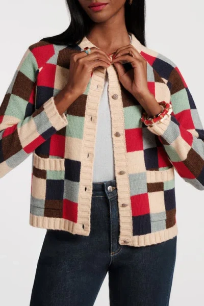 Frances Valentine Pixel Cardigan Sublime Pixel 100% Lambswool In Multi