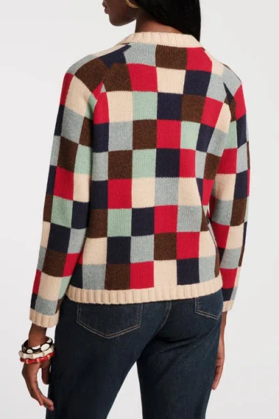 Frances Valentine Pixel Cardigan Sublime Pixel 100% Lambswool In Multi