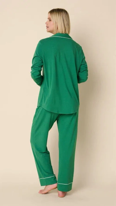 The Cat's Pajamas Pima Knit Pajama Set In Green