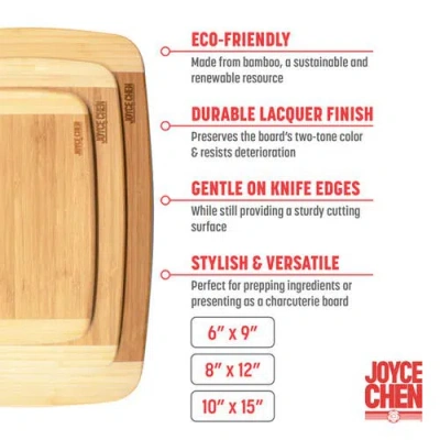 Joyce Chen Burnished Bamboo 3-pc. Cutting Board Set In Brown