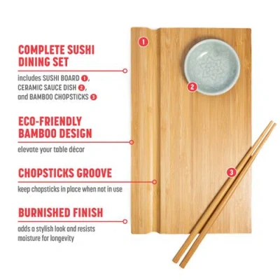 Joyce Chen Burnished Sushi Board Set In Brown
