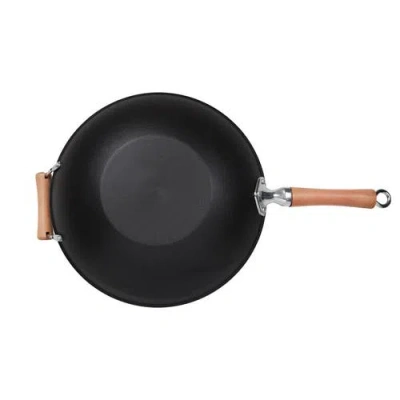 Joyce Chen Preseasoned Cast Iron Flat Bottom Wok With Maple Handle, 14-inch In Black