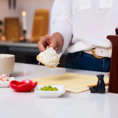Joyce Chen Sushi Board And Sushi Roller Set In Brown