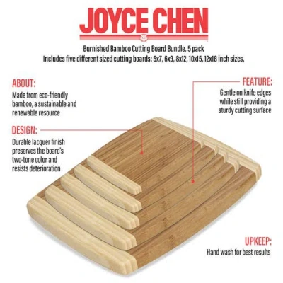Joyce Chen Burnished Cutting Board Set, 5 Pack In Brown