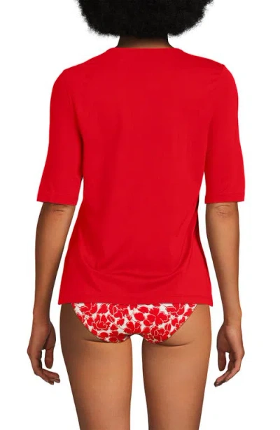 Lands' End Elbow Sleeve Relaxed Upf 50 Rash Guard In Red