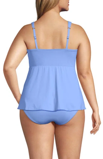 Lands' End Adjustable Scoop Neck Flutter Tankini Top In Blue