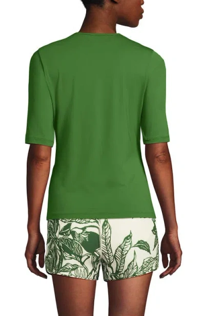 Lands' End Sunshade Upf 50 Elbow Sleeve Relaxed Rash Guard In Green