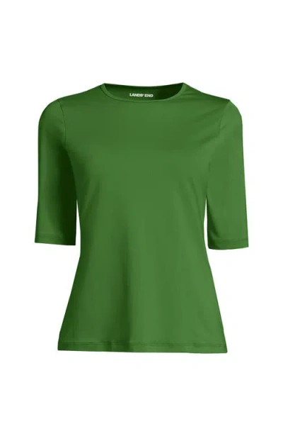 Lands' End Sunshade Upf 50 Elbow Sleeve Relaxed Rash Guard In Green