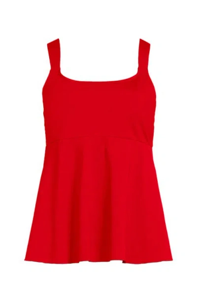 Lands' End Adjustable Scoop Neck Flutter Tankini Top In Red