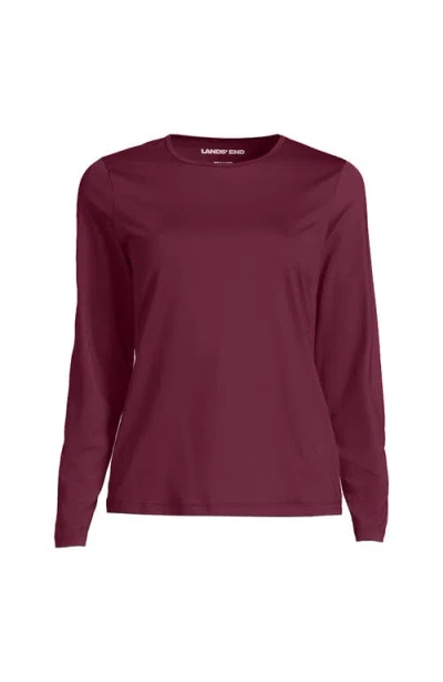 Lands' End Plus Size Long Sleeve Relaxed Upf 50 Rash Guard In Burgundy
