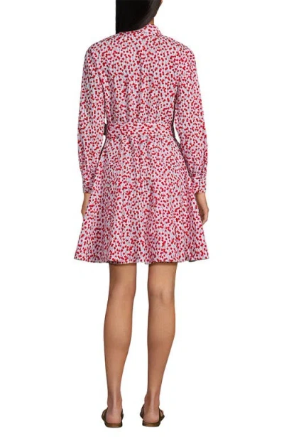 Lands' End Poplin Button Front Dress With Godets In Pink