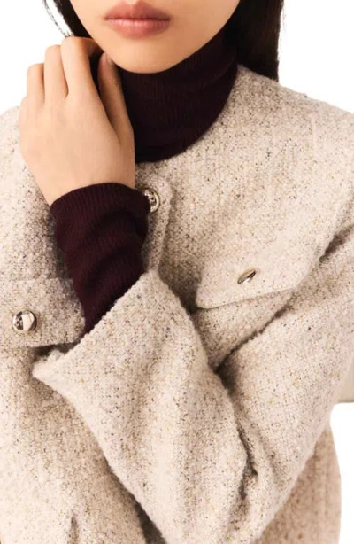 Maje Short Boucle Tweed Jacket In Burgundy