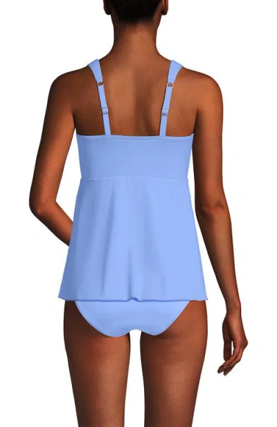 Lands' End Adjustable Scoop Neck Flutter Tankini Top In Purple