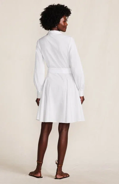 Lands' End Poplin Button Front Dress With Godets In White