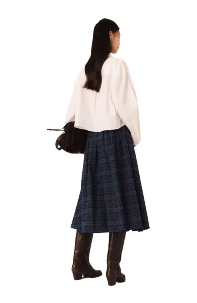 Maje Check Skirt With Rhinestones In Blue