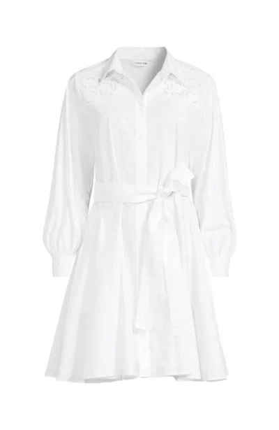 Lands' End Poplin Button Front Dress With Godets In White