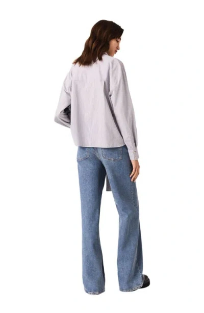 Maje Striped Pussy Bow Shirt In White