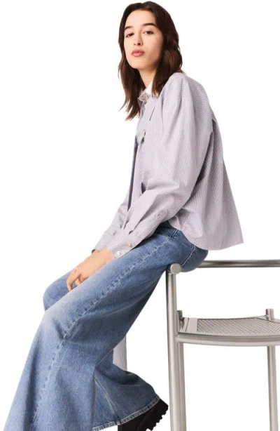 Maje Striped Pussy Bow Shirt In White