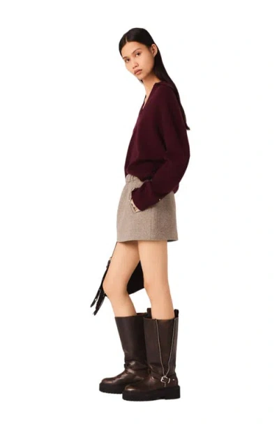 Maje Short Wool Blend Skirt In Brown