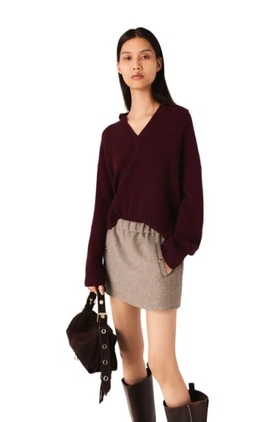 Maje Short Wool Blend Skirt In Brown