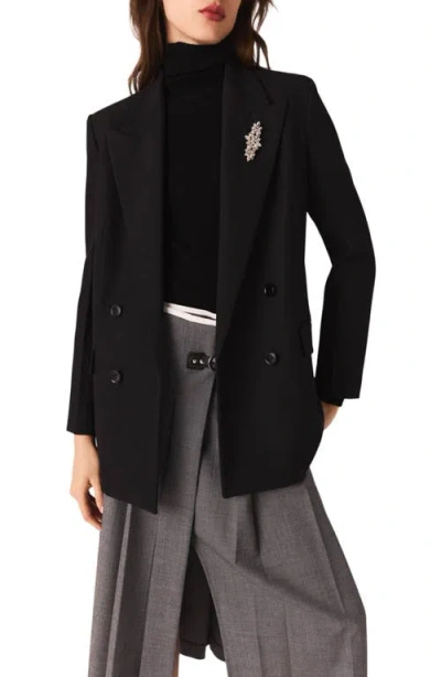 Maje Double-breasted Jacket In Black