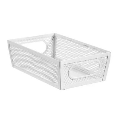 Mdesign Perforated Metal Storage Bin With Handles In White