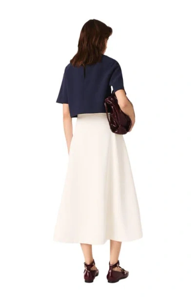 Maje Womens Navy Short Logo-embroidered Stretch-crepe Top In Blue