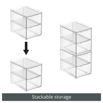 Mdesign 2-drawer Stackable Organizer For Kitchen Or Pantry In Transparent