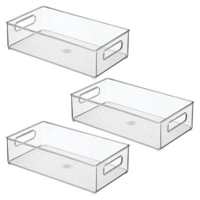 Idesign Plastic Stackable Fridge Bin With Handles, Set Of 3, Clear, Made In Transparent