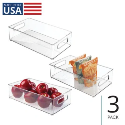 Idesign Plastic Stackable Fridge Bin With Handles, Set Of 3, Clear, Made In Transparent