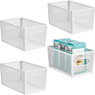 Mdesign Perforated Metal Storage Bin With Handles In White