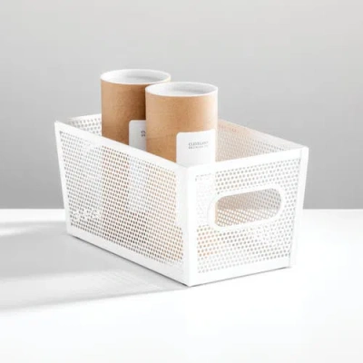 Mdesign Perforated Metal Storage Bin With Handles In White