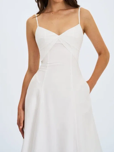 Miss Circle Corinne Poplin Flared Maxi Dress With Removable Bow In White
