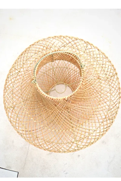 Pink Haley Freya Bell Shape Rattan Pendant Light Fitting In Brown