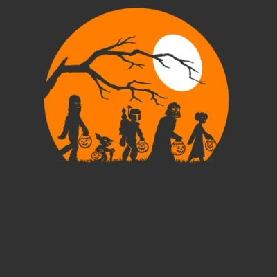 Star Wars Halloween Characters Trick Or Treat  Graphic T-shirt In Gray