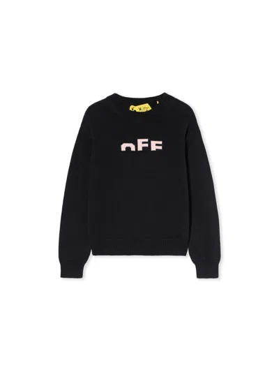 Off-white Logo-detail Crew-neck Jumper In Black