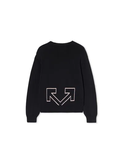 Off-white Logo-detail Crew-neck Jumper In Black