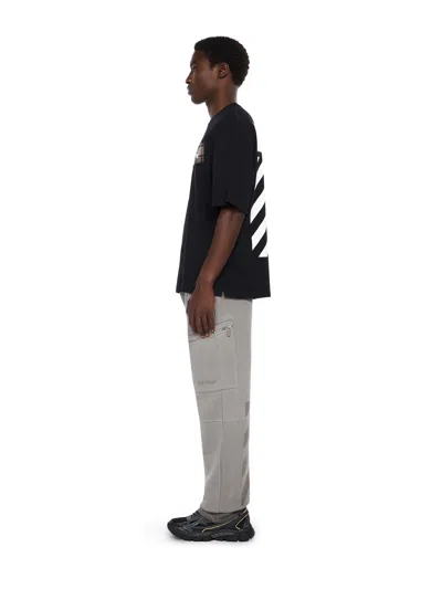 Off-white Black Crewneck T-shirt With Logo Lettering On The Front And Maxi Diagonal Motif On The Rear In Cotto In Black