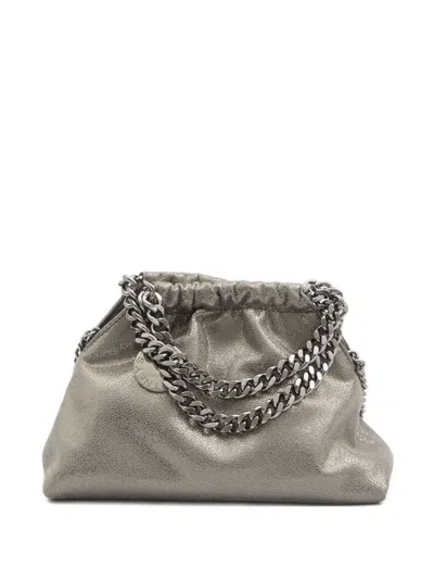 Stella Mccartney Falabella Mini Drawstring Bag Eco Shiny In Gray