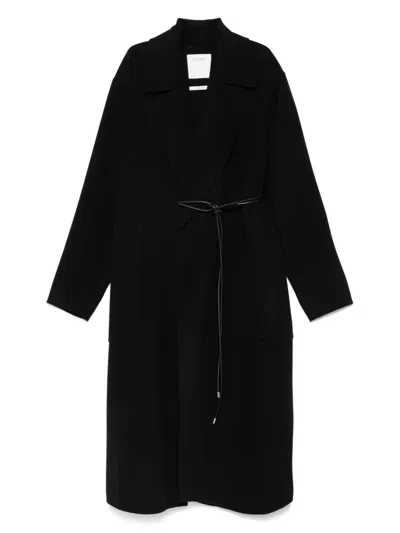 Sportmax Tie-cord Detail Single-breasted Coat In Black