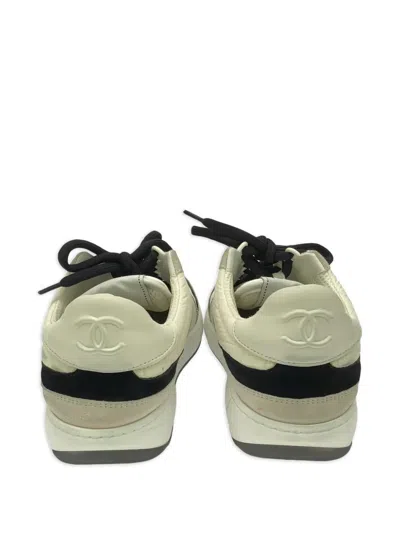 Pre-owned Chanel Quilted Leather Sneakers In White